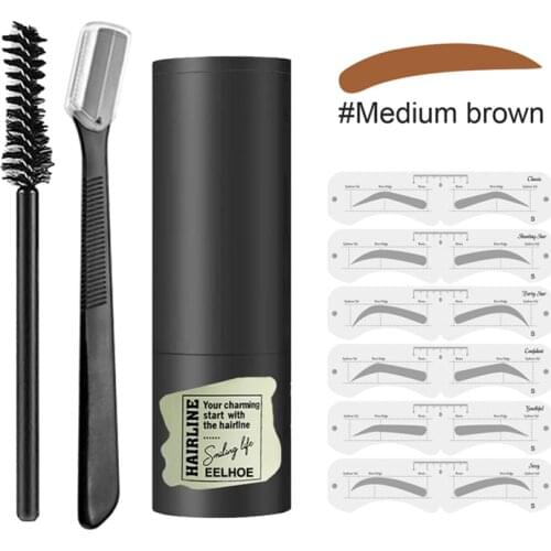 One Step Perfect Eyebrow Stamp Kit Waterproof Eyebrow Powder For Eyebrows Stamp With 12Pcs Reusable Brow Stencils Eyes Makeup