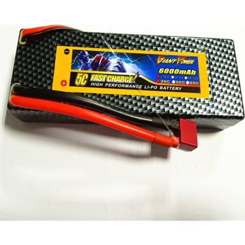 GIANT POWER DS-2S6000DH Lipo Battery 6000mAh 7.4V 2S 35C Fixed Wire Hardcase Deans