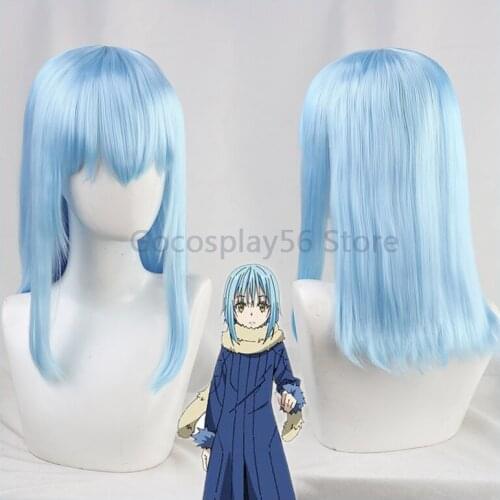 Rimuru Tempest Cosplay Wig That Time I Got Reincarnated as a Slime Light Blue Long Straight Heat Resistant Hair Adult Role Play