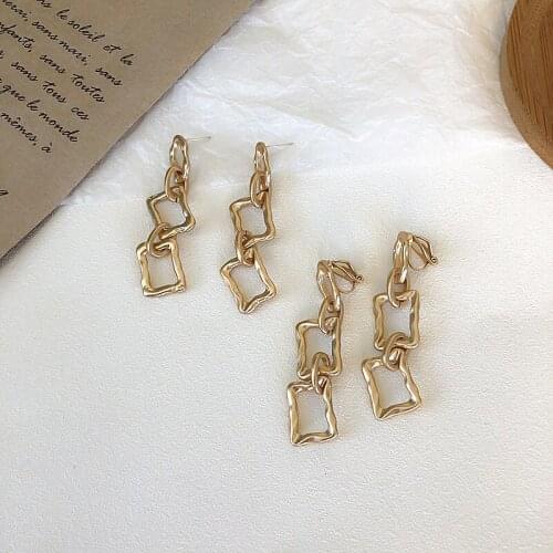 Origin Summer Minimalist Geometrical Toggle Clasp Chain Dangle Earing for Women Exquisite Gold Metal Earings Jewelry Accessories