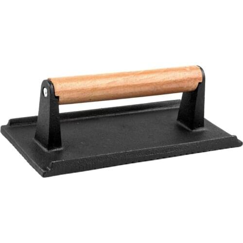 Rectangular Weight Meat Pressing Board With Handle Grilled Squid And Steak Barbecue Tool Cast Iron BBQ Meat Press