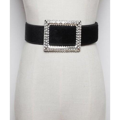 New Vintage Fur leather belts Women Long Silver Crystal Belt Full Rhinestone bride wide Bling Female Waist Belt straps accessory