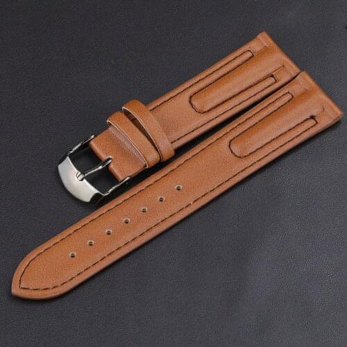 2020 New 20mm Watch Strap Genuine Watch Band Brown Women Men Unisex Watchband Accessories High Quality Watches Belt SilverBuckle