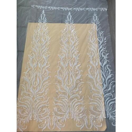 Luxury Heavy Industry Full Beaded Rayon Embroidered Lace Fabric High DIY Bridal Wedding Dress Accessories Width 130cm 1yard