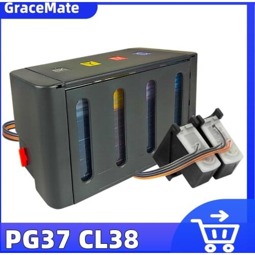 GraceMate Replacement for Canon PG37 CL38 CISS Bulk Ink IP1800 IP1900 IP250 IP2600 MP140 MP190 MP210 MP220 MX300 MX310 Printer
