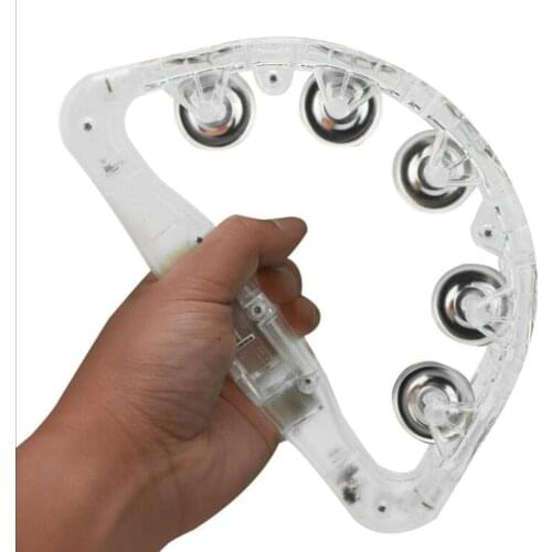 1pcs LED Tambourine Clear Light Up Sensory Toy Flashing Tambourine Musical Instrument Shaking Toy For Festivals Birthday Parties