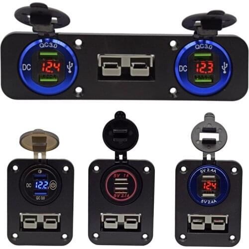 Flush Mount Anderson Plug Socket Double USB Charger Panel for Caravan Camper Boat Truck RV