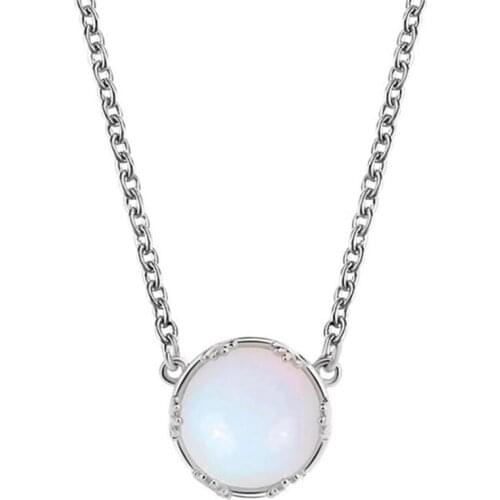 All-Match Jewelry Beautiful Moonstone Necklace, Round Blue Gradient Necklace, Simple and Sweet Clavicle Chain