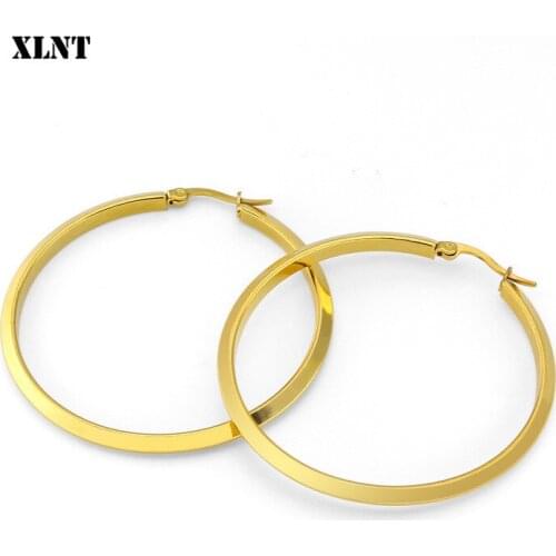 XLNT New Fashion Classic Metal Round Women Hoop Earrings Korean Personality Simple Circle Earrings For Female Jewerly