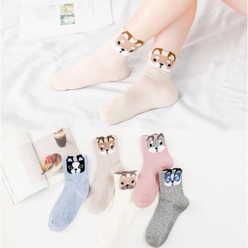 2019 new womens tube socks cotton sweat-absorbent breathable cartoon female socks