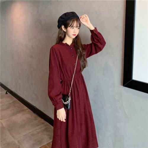 New Autumn Winter Retro Long Style Long Sleeve Dress Womens Dress Woman Dresses Vestido De Mujer Femme Robe