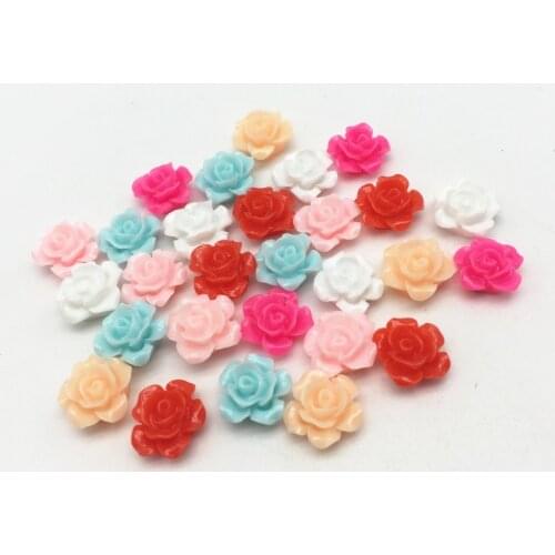 200pcs 12mm 9 Colors Resin Rose Flowers Flatbacks Cabochons DIY Crafts Embellishment For Scrapbooking Cardmaking