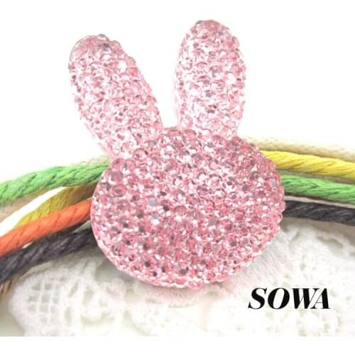 2014 New Size 35*25mm 5pcs/lot Light Pink Color Rabbit Head Flatback Scrapbooking For Phone/Wedding AB Resin Beads