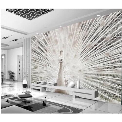 3d photo wallpaper custom 5D mural European white peacock TV background wallpaper wallpaper living room sofa decoration