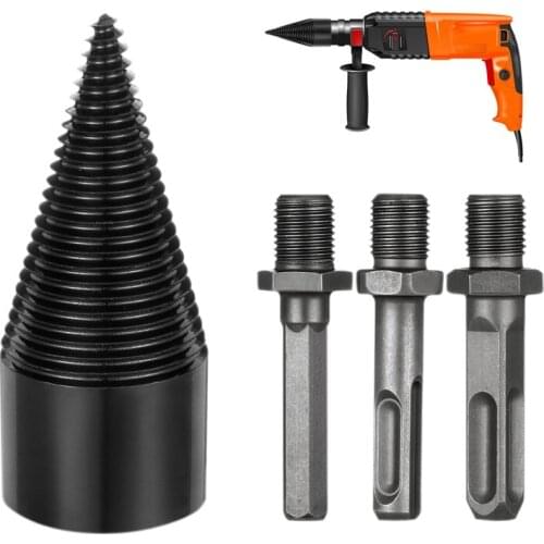 42mm Firewood Drill Bit Round Square Hex Shank Wood Driver Drill Bit Cone Splitter High Carbon Steel Punch Spiral Drill Tool