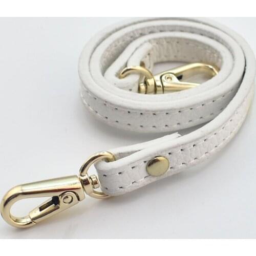 55cm Detachable Handle Replacement Bags Strap for Women Girls Genuine Leather Shoulder Bag Accessories Gold Buckle Belts White