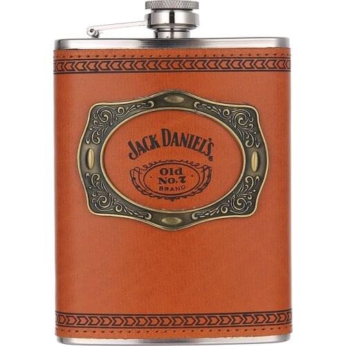 8oz Portable 304 Stainless Whisky Flask for Alcohol Hip Flasks Leather Bottle Gifts Flagon Outdoor Drinkware for Drinker