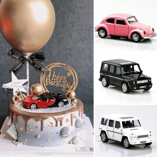 Car Cake Topper Decoration For Birthday Kids Plasic Toy Vehicles City Styling SUV Model Toy Cars Cakes Decorating Tools