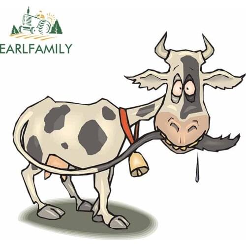 EARLFAMILY 13cm x 11.7cm for Cow Crazy Animal Stickers Vinyl Material SUV Decal Graphics Waterproof Windshield Trunk Decoration