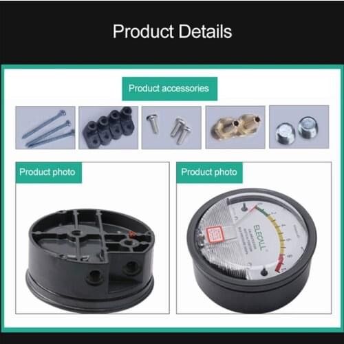 ELECAL Differential Pressure Gauge barometer micromanometer analog Manometer Pointer for air gas meters -30PA-30KPA EM2000A