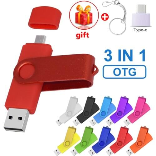 360° Rotate OTG USB Flash drive cle 64G USB 2.0 Smart Phone pen drive 4g 8g 16g 32g 128g Type C usb memory storage device U disk