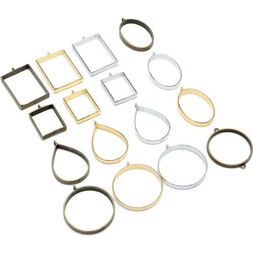 10pcs UV Epoxy Resin Mold Metal Geometric Frame Tools Oval Round Waterdrop Pendant Charms Accessories for Jewelry Making DIY