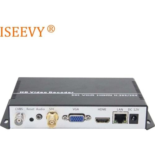 ISEEVY H.265 H.264 SDI IP Decoder with SDI HDMI-compatible VGA CVBS Output support RTMP RTSP RTP UDP HTTP SRT stream decoding