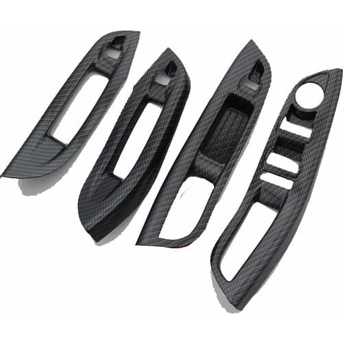 Carbon ABS Car Window Lifter Panel Frame Decoration Cover Trim Sticker For Ford Focus MK 3 4 MK3 MK4 4Pcs/Set accessories