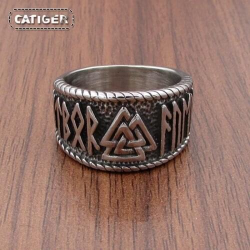 Free Shipping Punk 316L Stainless Steel Norse viking design talisman ring new arrival Odin Runes Symbol Ring