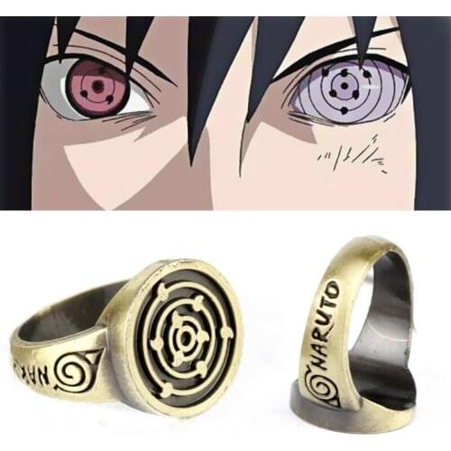 Uchiha Sasuke Rinnegan Ring Men Women Vintage Jewelry Bronze Metal Finger Ring Anime Ring Gift