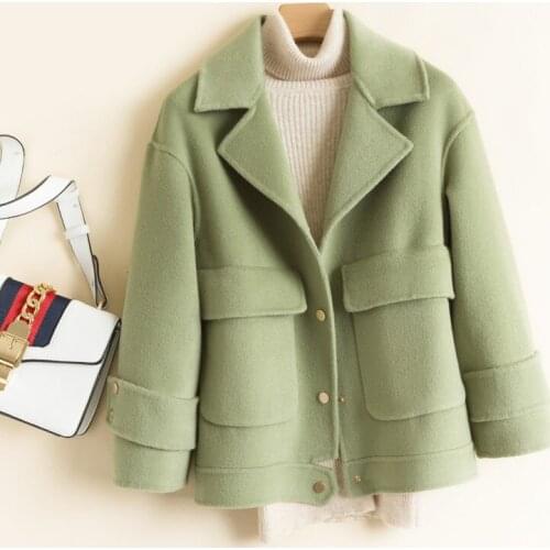 Korean Popular Jacket Outerwear 100% Wool Coats Double Sided Cashmere Overcoat Women 2021 New Spring Autumn Short Woollen Fabric
