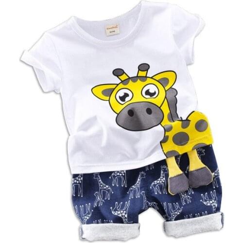 Boy Suit Summer New Kid Short-sleeved Babys Pure Cotton T-shirt Two-piece Suit 1-4 Year Trend