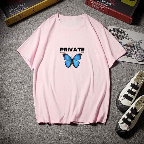 Summer Fashion Graphic Tee Butterfly Pink T Shirt Women Casual O-neck Kawaii Summer Top Harajuku Tshirt Male Aesthetic Clothes