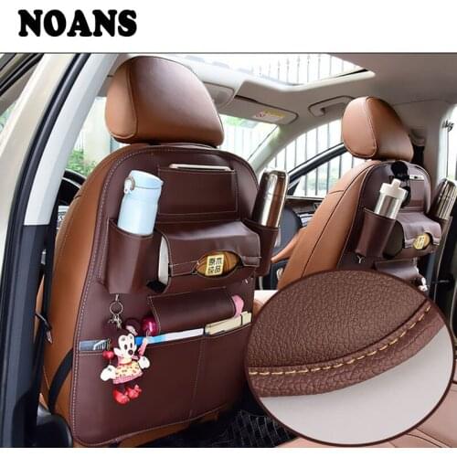 NOANS 1pcs Car Back Rear Chair Back Multi-function Leather Storage Bag For Audi a3 a4 b6 b8 b7 b5 a6 Volkswagen VW Polo Golf 4 5