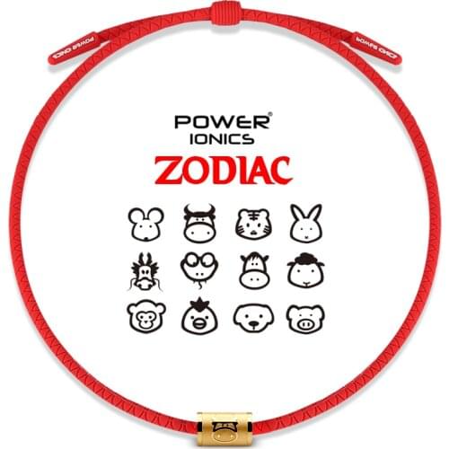 Power Ionics K-Gold Lucky Zodiac Unisex Waterproof Anion Germanium Sport Fashion Necklace Free Engrave Gifts