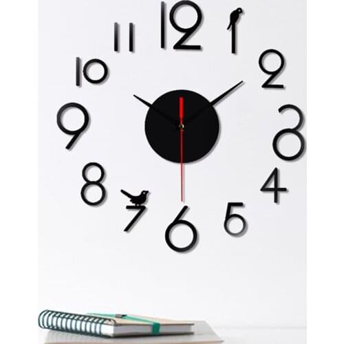 2021 New Wall Clocks 3D DIY Clock Acrylic Mirror Stickers Home Decoration Living Room Quartz Needle Self Adhesive Hanging Watch