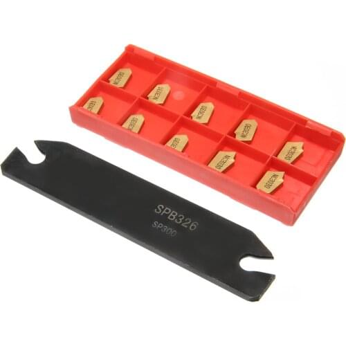 New SPB26-3 Metal SPB26-3 26mm Parting Grooving Cut-Off Tool Holder & 10pcs GTN-3 SP300 Insert For Steel Semi-Finishing