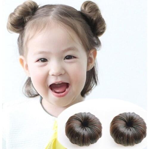 The Tide Girl Wig Female Baby Ball Head Hairpin Girl Summer Foreign Style Baby Hair Wig Small Clip Synthetic Chignon For Girl