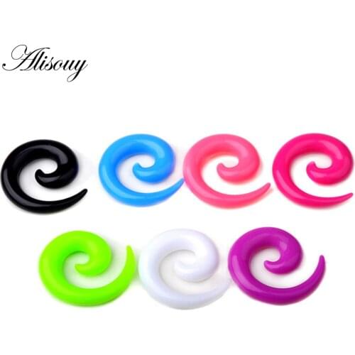 Alisouy 2pcs Green Acrylic Spiral Ear Gauges Ear Tapers Stretching Plugs And Tunnel Expanders Body Piercing Jewelry(1.6-10mm)