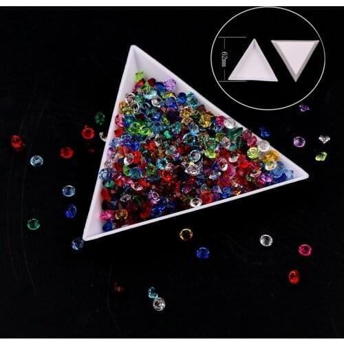 Good quality 10 PCS/Lot DIY Storage Packing Box Plastic Acrylic Triangle Plate Nail Art Rhinestone Tray Tool Drilling Box