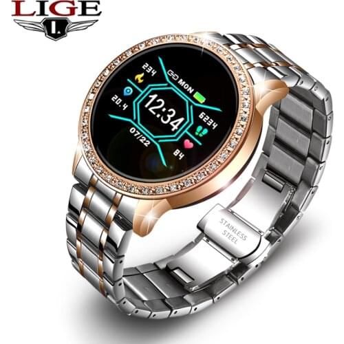 LIGE New Smart Watch Lady IP67 Waterproof Heart Rate Blood Pressure Monitoring Bluetooth Android IOS Fitness Tracker Smartwatch