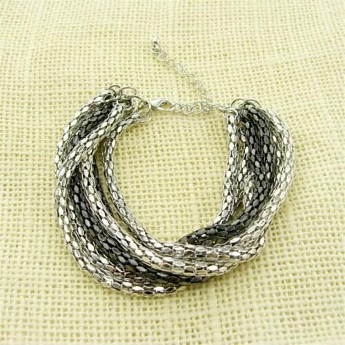 Special store multi layers metal alloy silver color hollow bracelet jewelry punk style