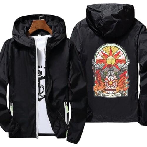 Dark Souls anime Jacket Spring Autumn reflective zipper Windbreaker waterproof Jackets men street casual Hooded thin Coats