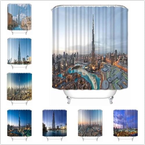 Musife Custom Burj Khalifa Tower Shower Curtain Waterproof Polyester Fabric Bathroom With Hooks DIY Home Decor
