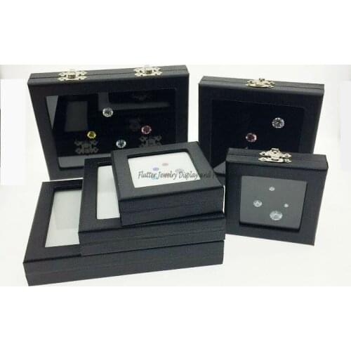 High Quality Diamond Display Box Leatherette Gemstone Storage Box Gem Display Case Stone Box Jewelry Holder Organizer