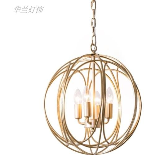 Gold lamp restaurant dining room dining table stairwell foyer aisle balcony cloakroom porch spherical E14 pendant lamp