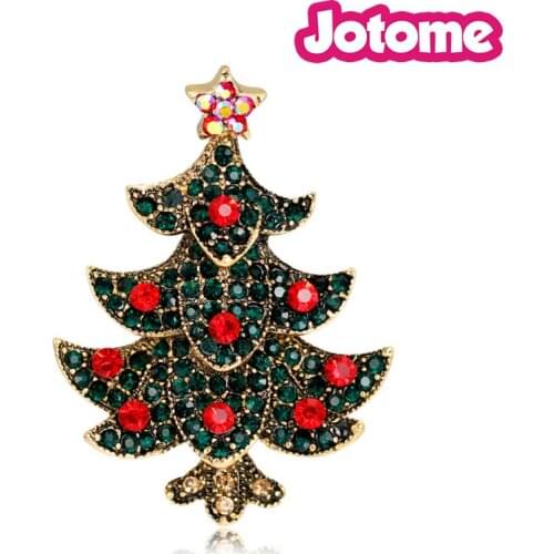 100pcs/lot Free Shipping Holiday Gifts ,Choose Color First Gold And Silver Tone Green Christmas Xmas Tree With Star Pin Brooch