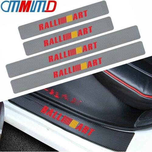 Car Styling 4Pcs Carbon Fiber Car Door Sill Protector Sticker Auto decoration For Mitsubishi ralliart Lancer 9 10 Asx Outlander