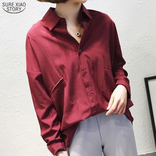 Blusas Plus Size Blouse Women Casual Long Sleeve Women Shirt 2021 Autumn Solid Korean Tops Loose Office Lady with Button 10323
