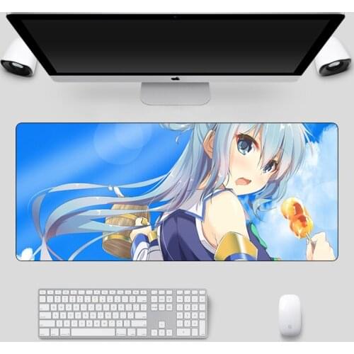 Large Japan Anime Konosuba Mouse Pad Laptop Desk Mouse Mat Locking Edge Rubber Computer Speed Gamer Gaming Mousepad MousePad